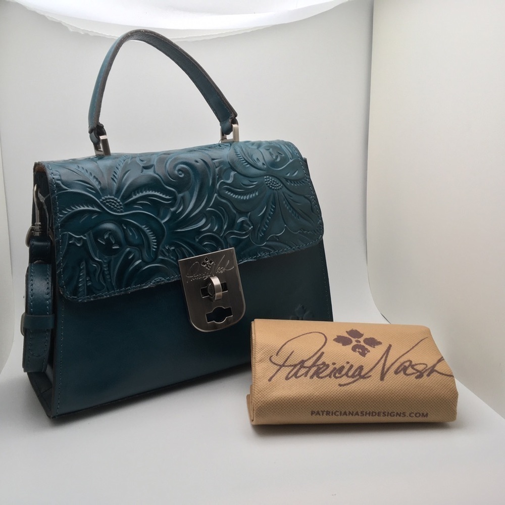 Patricia Nash Chauny Tooled Leather Satchel Crossbody - Picture 2 of 14
